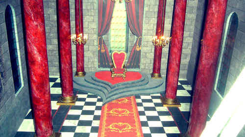 maqueta sala del trono de la reina de corazones